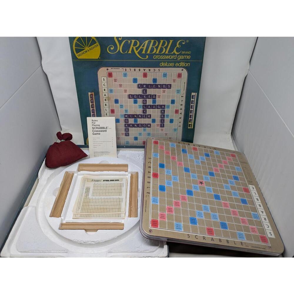 Vintage 1977 Scrabble Deluxe Edition Crossword Game Turntable Base Complete